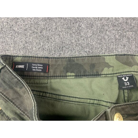 True Religión Jennie Curvy Skinny Womens Camo Jeans Size 33 Green - Picture 4 of 9